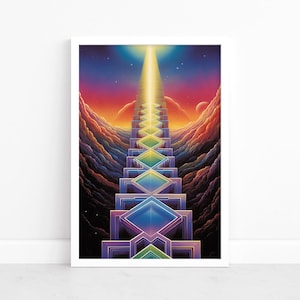 Ensueño galáctico: Cartel de arte surrealista / Impresión de arte psicodélico de los años 70 / Decoración retro del hogar / Odisea espacial surrealista / Surrealismo abstracto