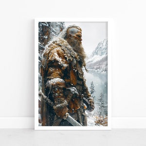 Stalwart Viking: Portrait Poster | Nordic Warrior Art | Scandinavian Home Decor | Nordic Wall Art | Viking Heritage | Warrior Illustration