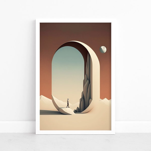 Ethereal Echoes: Surreal Artistic Poster | Enigmatic Print | Captivating Wall Decor | Whimsical Landscape Illustration | Surreal Poster Art