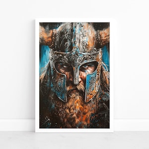 Vintage Viking Art Print | Rustic Norse Warrior Portrait | Nordic Home Decor | Scandinavian Wall Art | Viking Illustration | Viking Poster