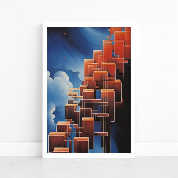 Kosmische Reise: Surreale Kunst Poster | 70er Jahre Kunstdruck | Space Trippy Wandkunst | Abstrakter Surrealismus | Retro Wohnkultur