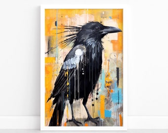 Crow Abstract: Avian Poster | Modern Bird Wall Art | Abstract Wildlife Print | Unique Crow Decor | Contemporary Illustration