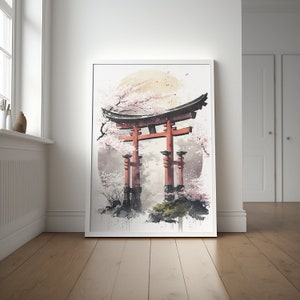 Gate to Serenity: Japanese Torii Poster | Authentic Watercolor Painting ...