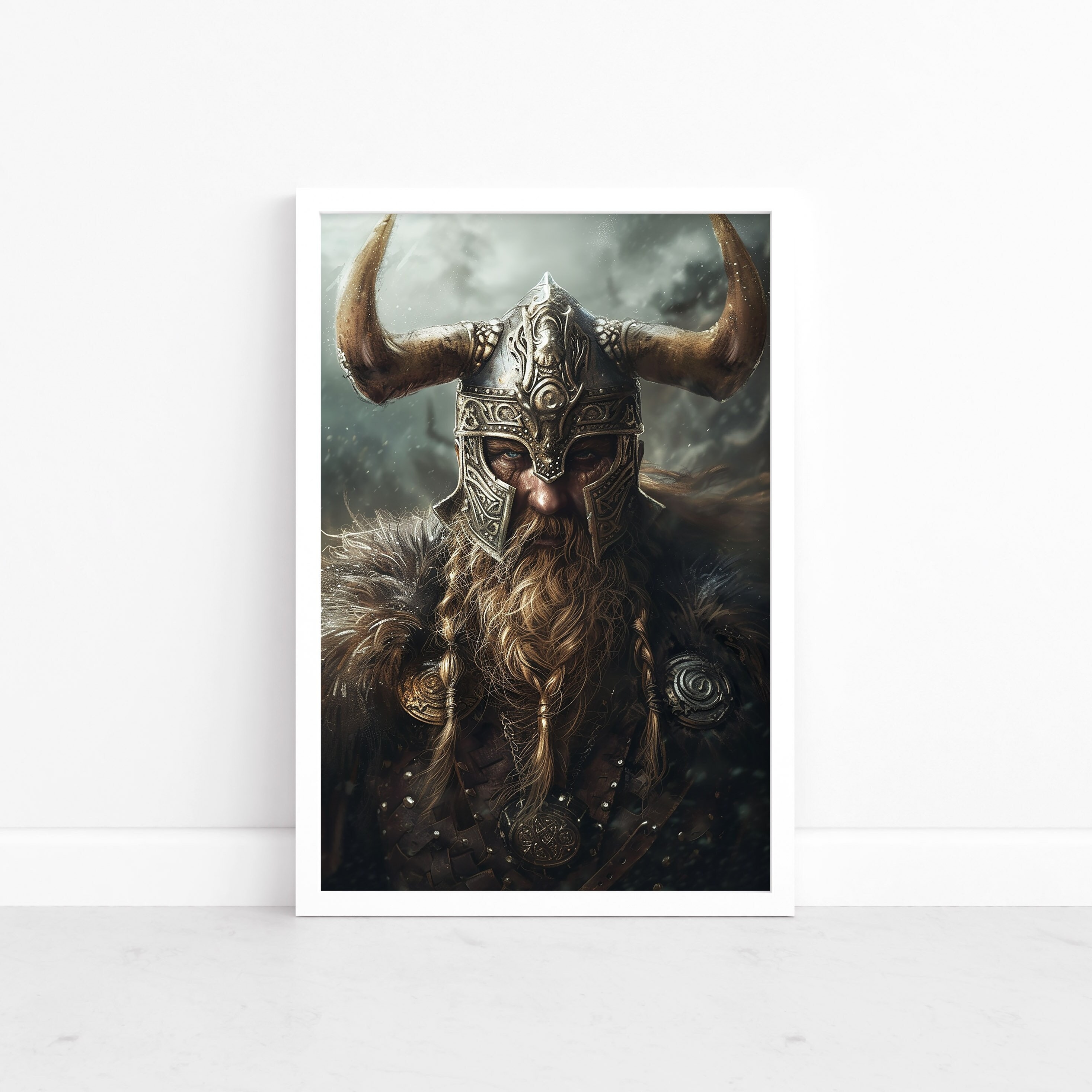 Odin's Legacy: Vintage Viking Portrait Poster | Rustic Norse Warrior Art | Nordic Home Decor | Wall Art | Scandinavian Heritage