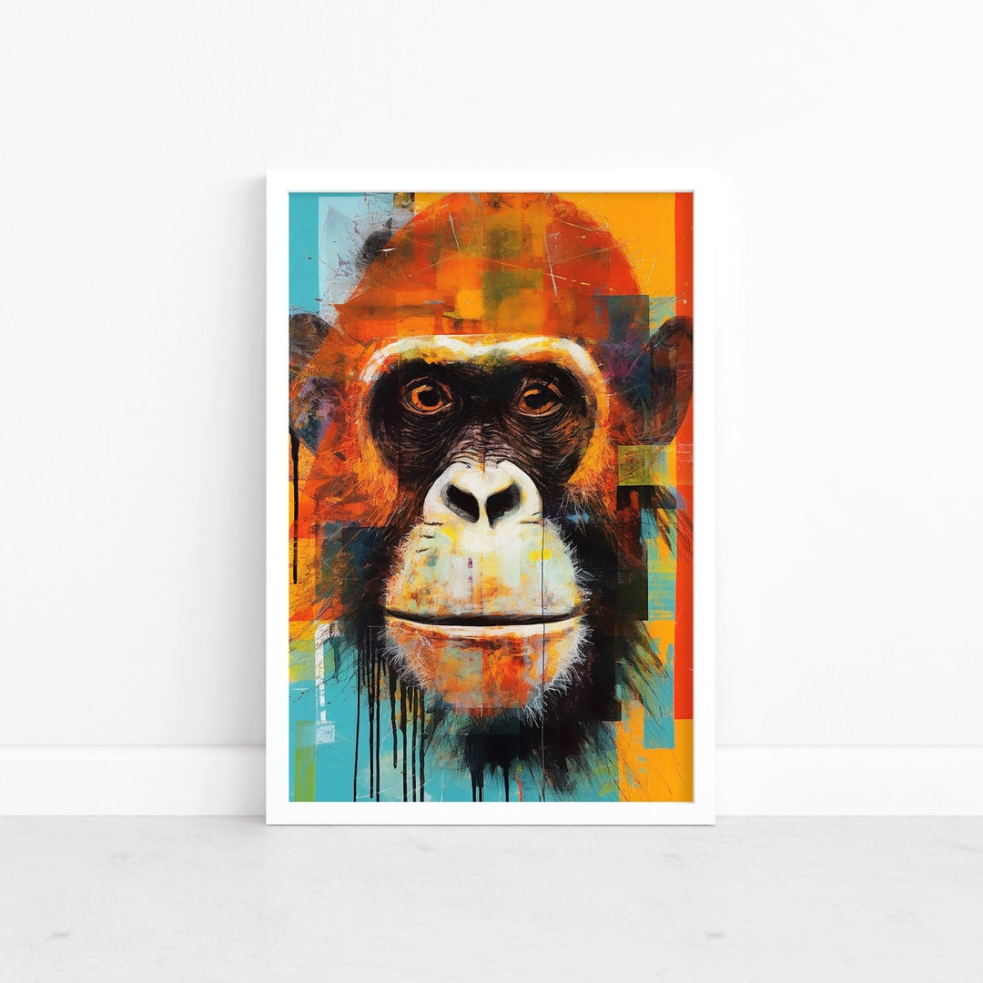 Orangutan Odyssey: Abstract Primate Poster | Contemporary Wildlife Art ...