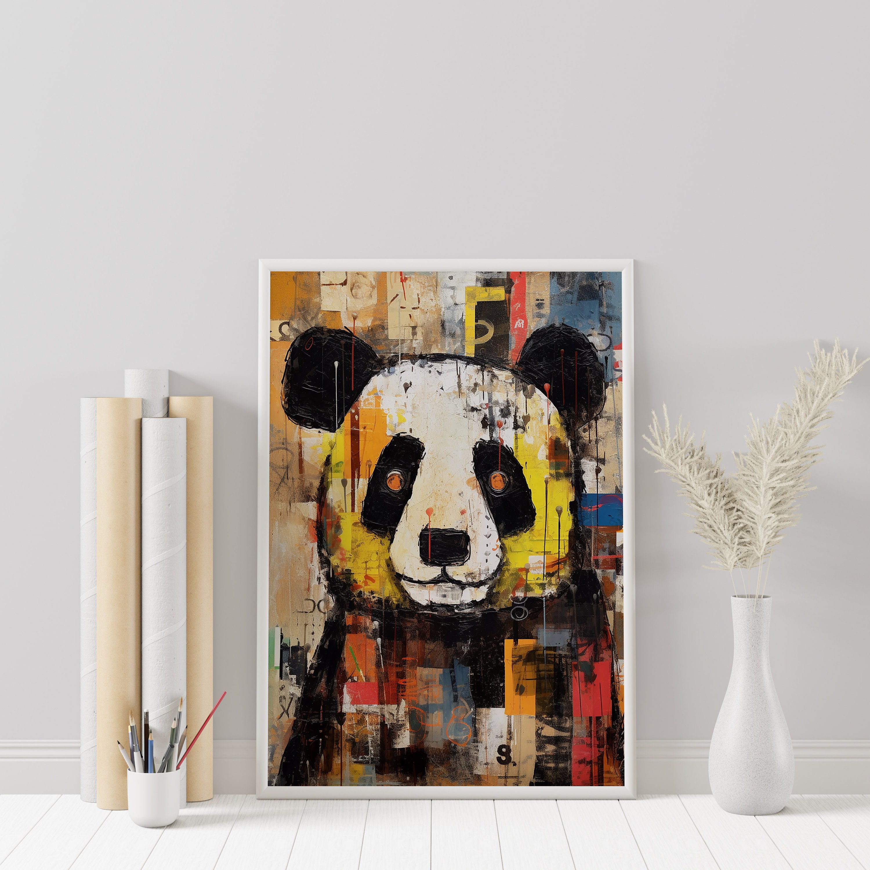Zen Reflections: Abstract Panda Poster | Bamboo Art Print | Wildlife ...