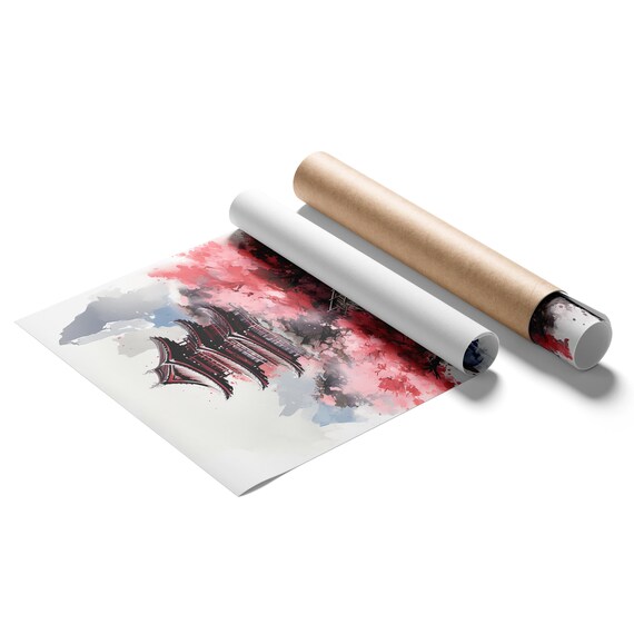 Essence of Japan: Pagoda Art Print Poster | Japanese Wall Decor