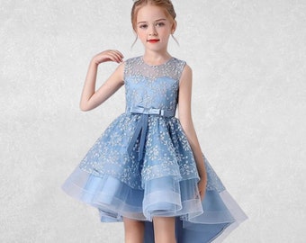 Tulle Girl Dress with Lace Embroidery