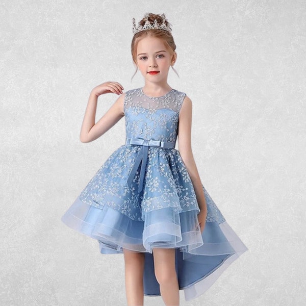 Tulle Girl Dress with Lace Embroidery