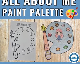 All About Me Printable, First Day of School Activity, Back To School Bulletin Board, Paint Palette Worksheet, Favorite Things List