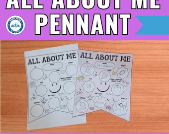 About Me, All About Me Banner, Back to School, First Day of School, Get to Know Me, All About Me Worksheet, Kids Printable Activity