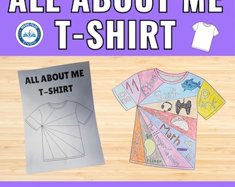 All About Me Printable, Kids Educational Activity, Get to know me, Meet the New Class Display Printable, School End of Year, Tshirt Clothing