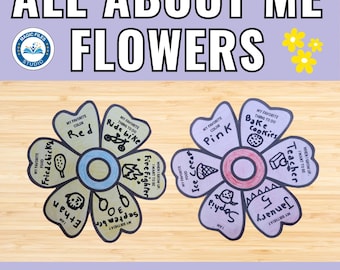 All About Me Printable, Kids Educational Activity, Get to know me, Meet the New Class Display Printable, Back to School, Flower Worksheet