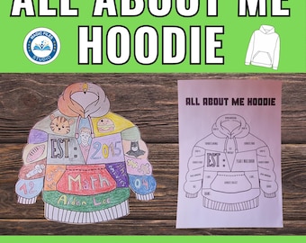 All About Me, All About Me Hoodie, Back to School, First Day of School, Get to Know Me, All About Me Worksheet, Kids Printable Activity