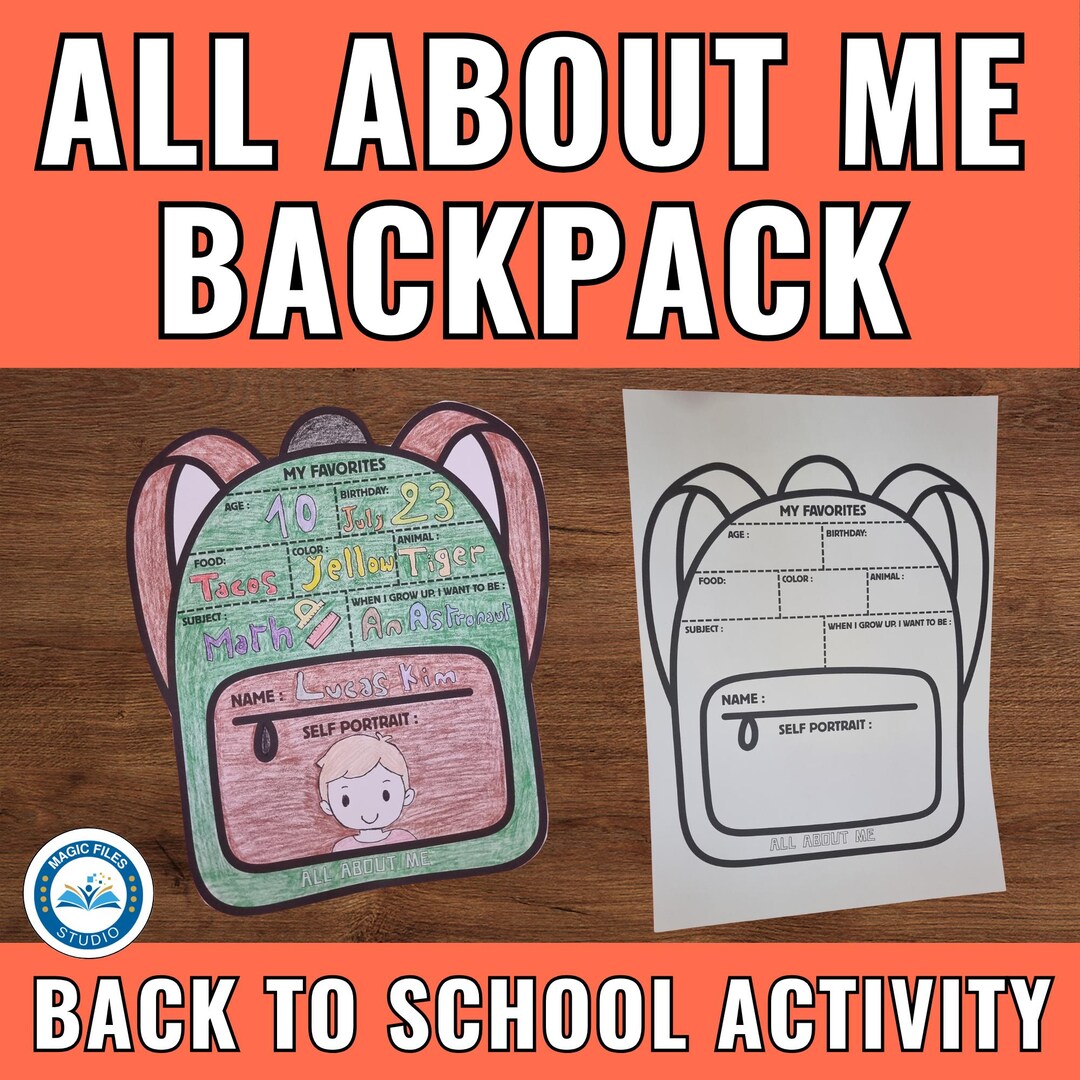 All About Me Printable Activity Backpack, All About Me Back to School ...