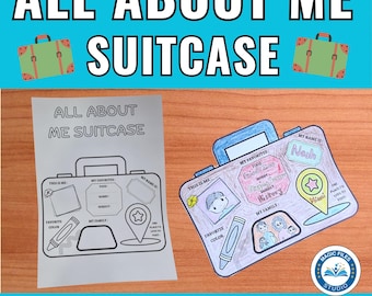 All About Me Suitcase Craft - Back to School Social Studies Writing Activities - Get to Know Me, All About Me Worksheet - Digital Download