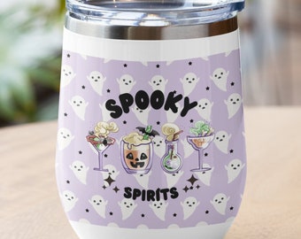 Spooky tumbler, funny halloween mug, cute gift for wine lover, wine tumbler, cute ghost cup