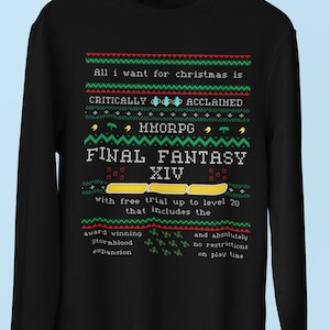 FFXIV ugly sweater gift for mmorpg gamer shirt, funny christmas sweater final fantasy xiv 14