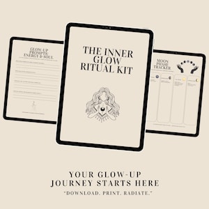 Kit Ritual Inner Glow – Diário de Autocuidado Guiado de 10 Páginas com Afirmações – PDF para Impressão – Download Digital Instantâneo