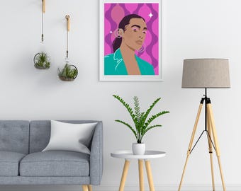 Solange Art Print: Afro-Futurist Portrait - Empowering Black Woman Wall Art