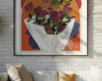 Latina Woman Art Print: Floral Giclée Poster, Prideful Home Decor