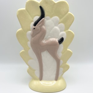 Art Deco Style Vintage Gazelle Ceramic Vase