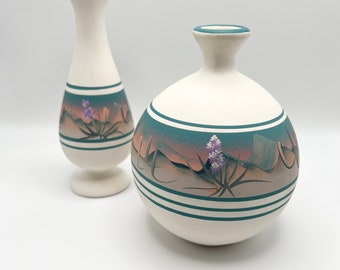 Signed New West Pottery Set of Two Vases