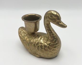 Vintage Brass Duck Candleholder