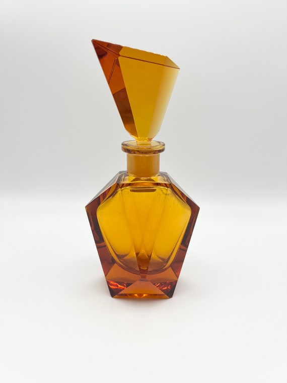 Art Deco Amber Crystal Perfume Bottle