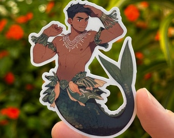 Merman Sticker - Featuring Jin-Ho - Glossy or Holographic Finishes - Durable & Water-Resistant Vinyl - Multiple Size Options