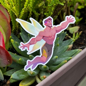 Fairy Boy Vinyl Sticker - Featuring Eirian - Glossy or Enchanted Holographic Finishes - Durable & Water-Resistant - Multiple Size Options