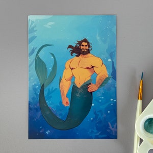 Merman Wall Art Print Featuring Nereus | 5x7 Print | Home Decor | Premium Luster Photo Paper | Merman Gift