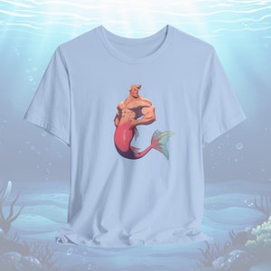Merman Graphic Tee Featuring Zephyr | Unisex Mermaid Shirt | Short-sleeve Bella+Canvas 3001 | Perfect Mermaid Gift