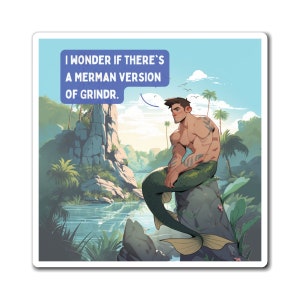 Merman Version of Grindr | Fridge Magnet | Merman-Inspired Decor