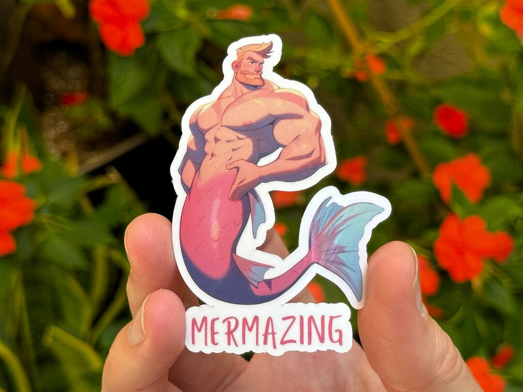 Mermazing Sticker Merman Sticker - Mermazing - Glossy or Holographic Finishes - Durable ...
