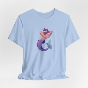 Merman Graphic Tee, Mermaid Unisex Shirt Featuring Lysander the Gender Neutral Merfolk | Short-sleeve Bella+Canvas 3001 | Mermaid Gift