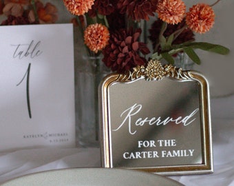 Reserved Table Sign | Wedding Mirror | Reception Table Sign | Wedding Signage | Guest Seating Sign | Family Seating Sign | Wedding Table