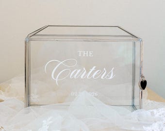 Glass Wedding Card Box: Silver Card Box for Wedding Gift Table