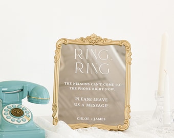 Audio Guest Book Sign | Wedding Guest Book Mirror | Wedding Signage | Telephone Guestbook | Ring Ring Sign | Leave A Message
