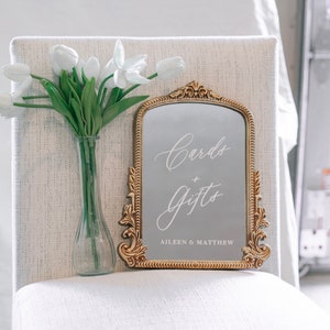 Gifts and Cards Sign | Wedding Mirror Signage | Modern Wedding Sign | Guest Book Sign | Elegant Wedding Decor | Gift Table Sign | Card Box