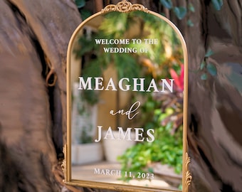 Gold Arch and Flourish Mirror for Elegant Wedding Welcome Sign Large Gold Mirror Sign for Wedding Custom Wedding Welcome Sign Trendy