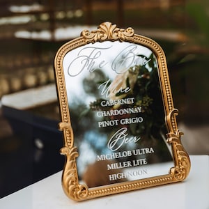 Signature Drinks Sign | Wedding Cocktails Menu | Wedding Bar Sign | Gold Mirror Wedding Bar Sign | His + Hers Drinks Sign | Bar Menue