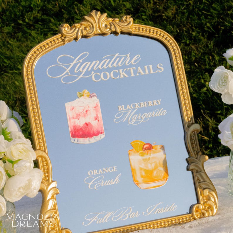 wedding mirror signage, bar menu, bar menu for wedding, wedding drink menu, mirror welcome sign wedding, menu bar, mirror for wedding sign, mirror sign wedding, bar menu sign, wedding bar menu sign, his and her drinks, custom bar menu sign, his and hers signature drinks, wedding bar menu ideas, cocktail menu for wedding, alcohol list wedding, bar menu signs wedding