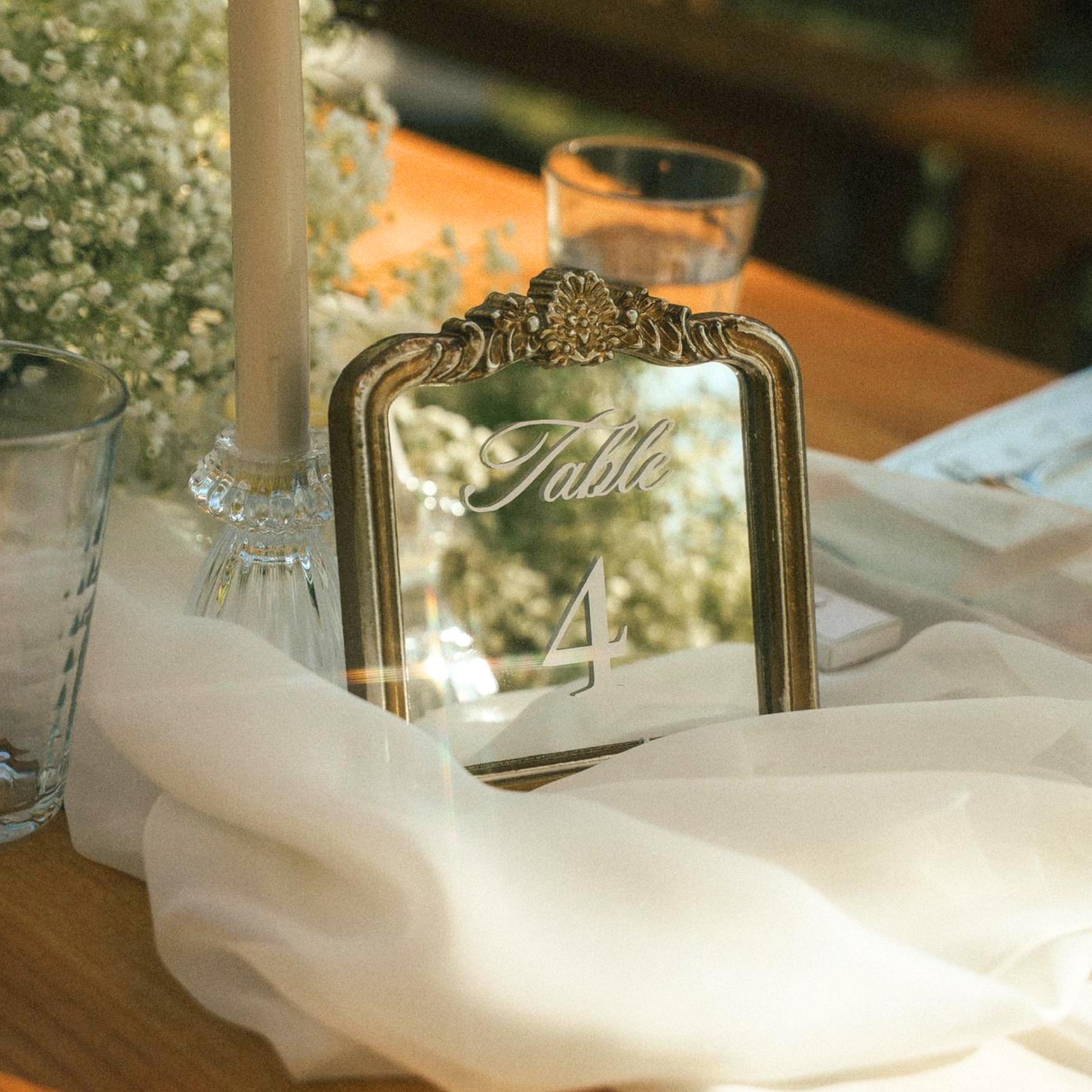 Mirrored Table Numbers Mirror Table Numbers | Wedding Table Numbers | Wedding Table Decor ...