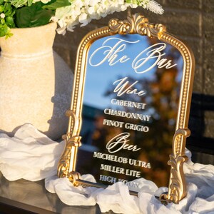 Signature Drinks Sign | Wedding Cocktails Menu | Wedding Bar Sign | Gold Mirror Wedding Bar Sign | His + Hers Drinks Sign | Bar Menue