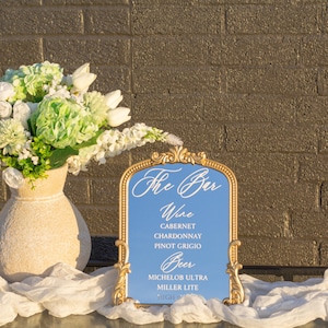 Signature Drinks Sign | Wedding Cocktails Menu | Wedding Bar Sign | Gold Mirror Wedding Bar Sign | His + Hers Drinks Sign | Bar Menue