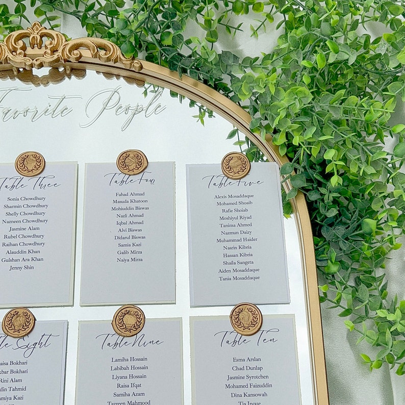 Seating Chart Wedding, Minimalist Wedding Seating Chart, Table Seating Chart, Numbers Seating Chart, Wedding Guest Name, Our Favorite People, Gold Mirror Wedding Seating Chart - Wedding Signs - Wedding Guest List - Reception Guest List Sign