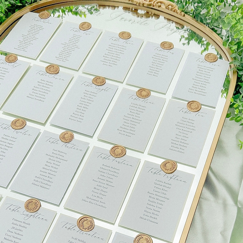 Seating Chart Wedding, Minimalist Wedding Seating Chart, Table Seating Chart, Numbers Seating Chart, Wedding Guest Name, Our Favorite People, Gold Mirror Wedding Seating Chart - Wedding Signs - Wedding Guest List - Reception Guest List Sign