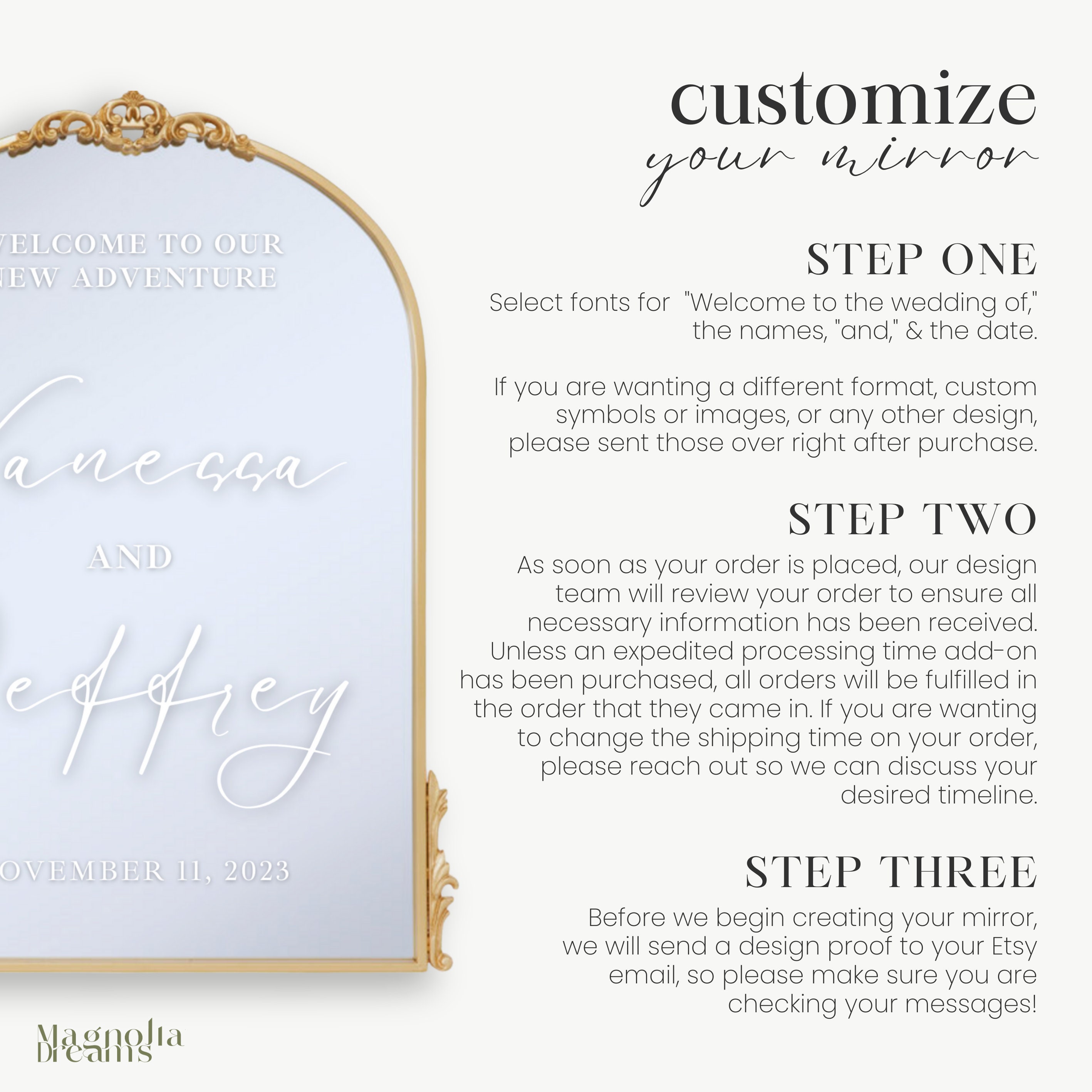 Gold Arch Mirror Wedding Welcome Sign Elegant Decor for Weddings and ...