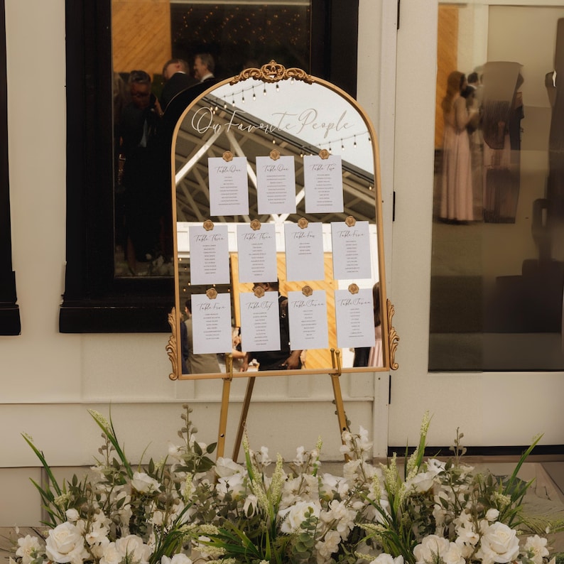 Seating Chart Wedding, Minimalist Wedding Seating Chart, Table Seating Chart, Numbers Seating Chart, Wedding Guest Name, Our Favorite People, Gold Mirror Wedding Seating Chart - Wedding Signs - Wedding Guest List - Reception Guest List Sign